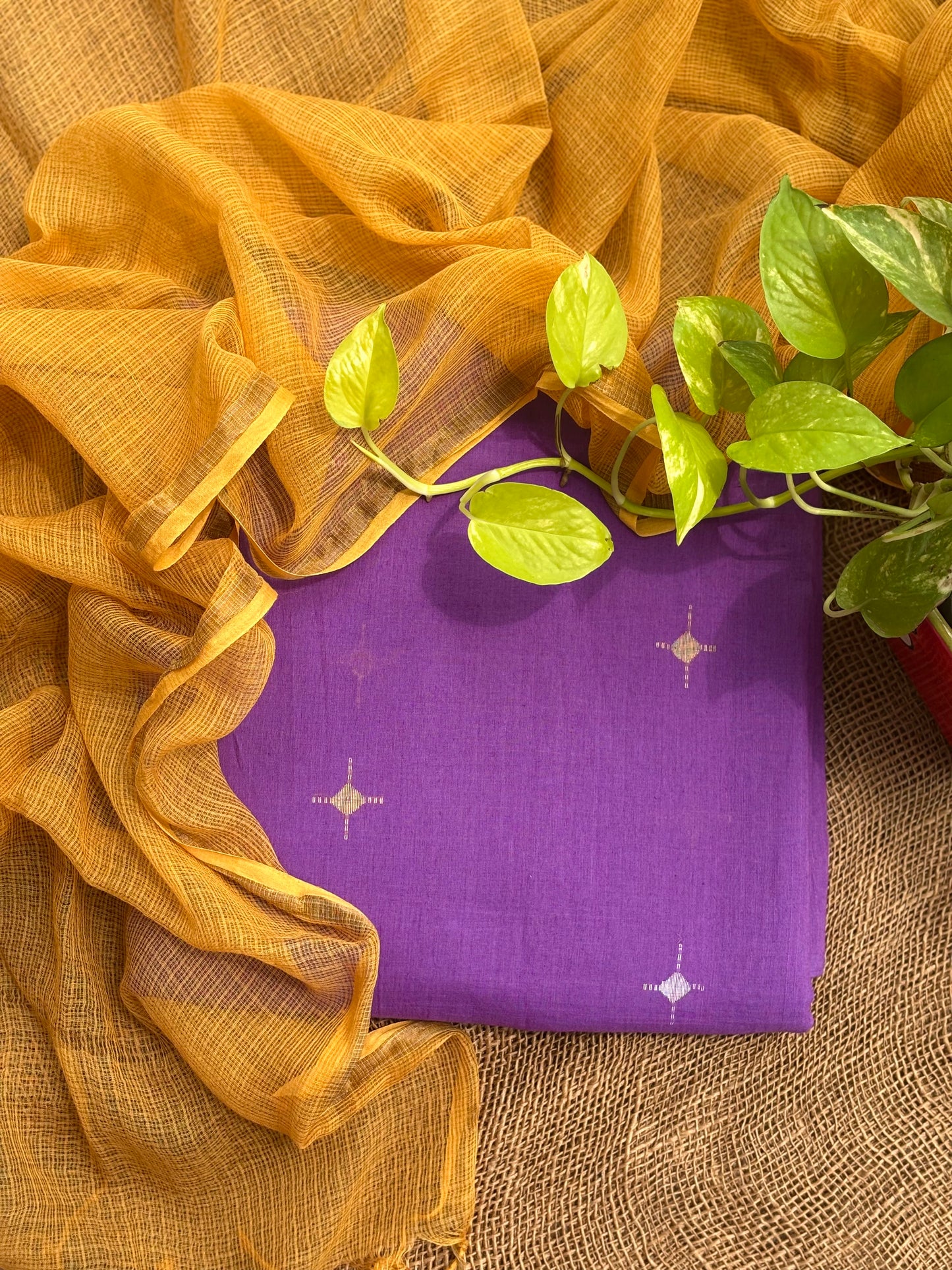 Lavender -ocher jamdani set