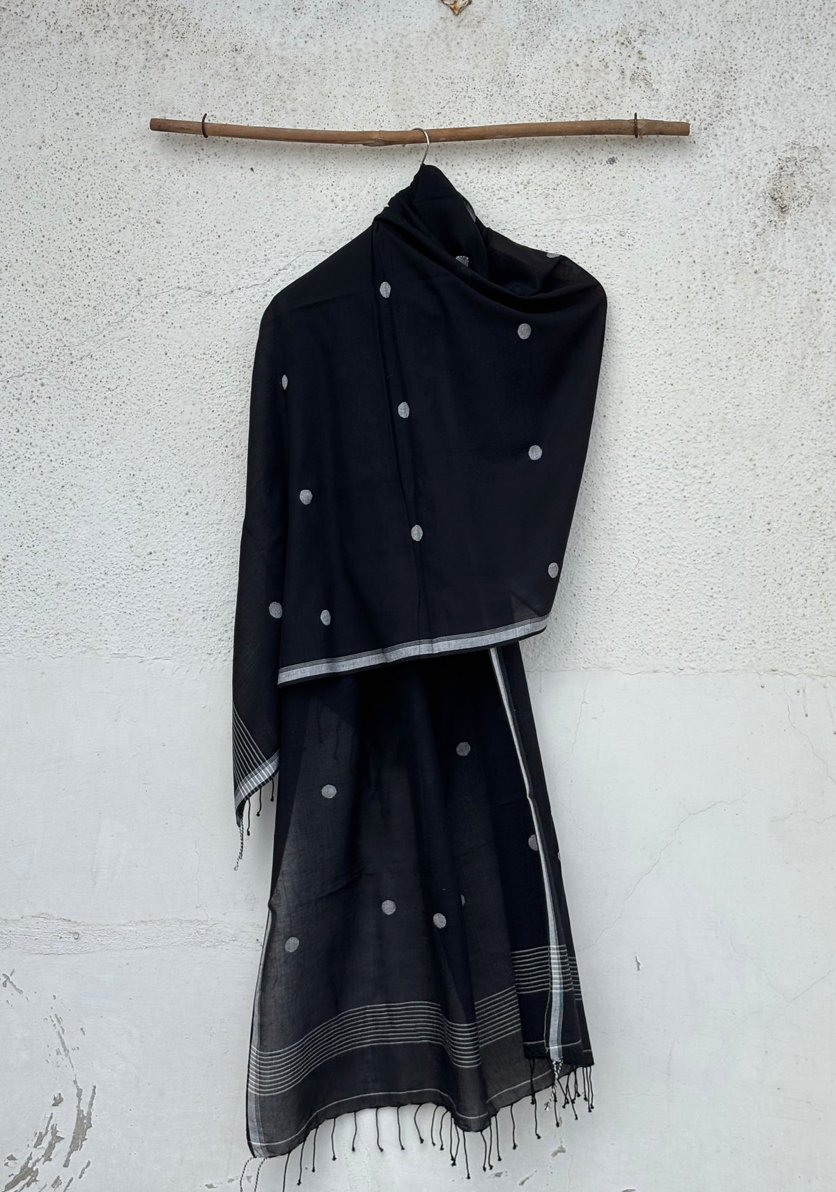 Black mul mul jamdani dupatta