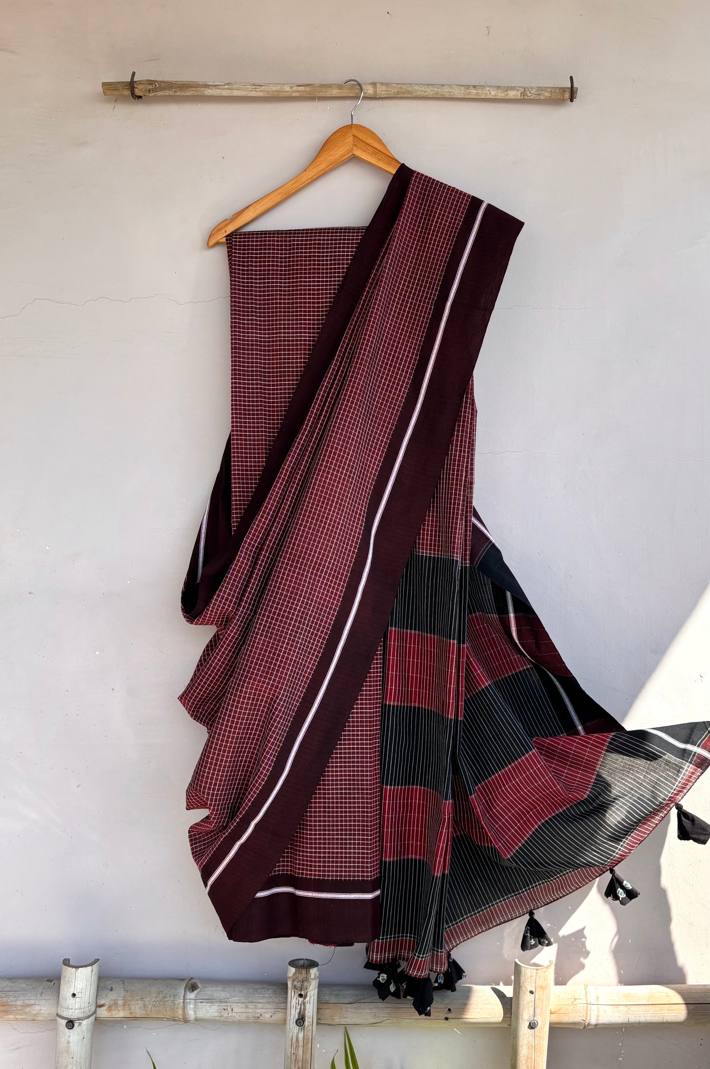Maroon Patteda saree