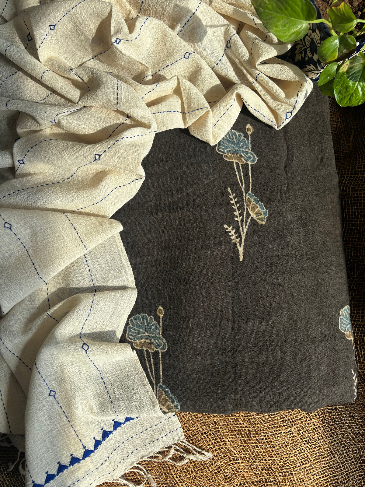 Greyish black kala cotton set