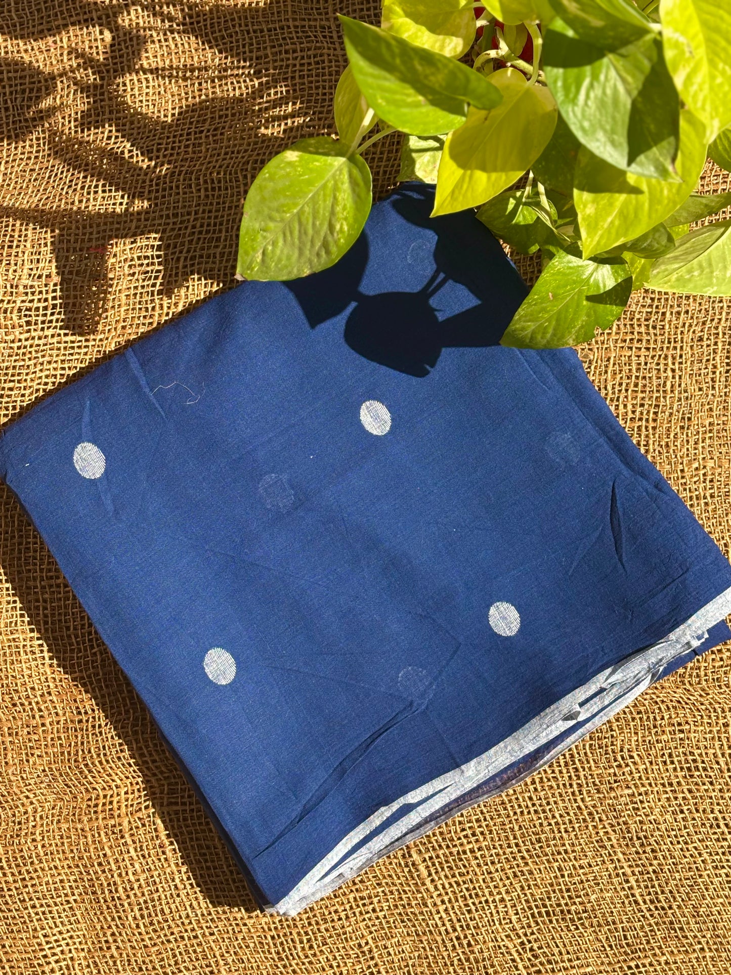 Blue polka jamdani fabric