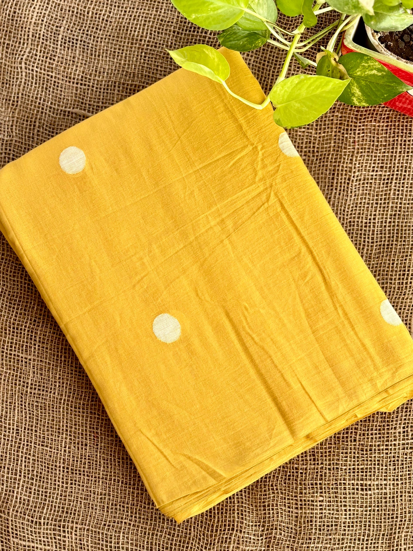 Pale yellow jamdani fabric
