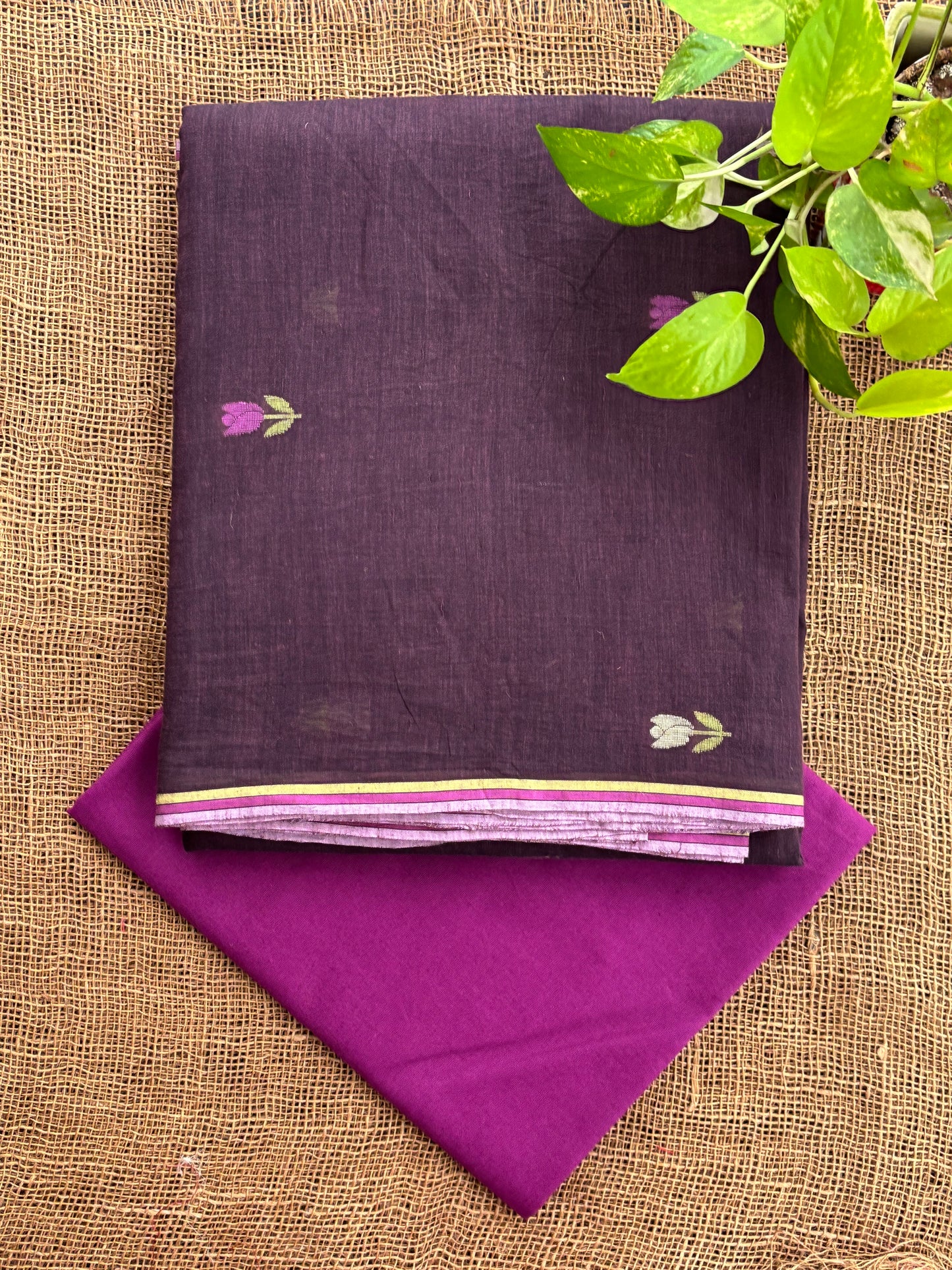 Brown jamdani lotus set