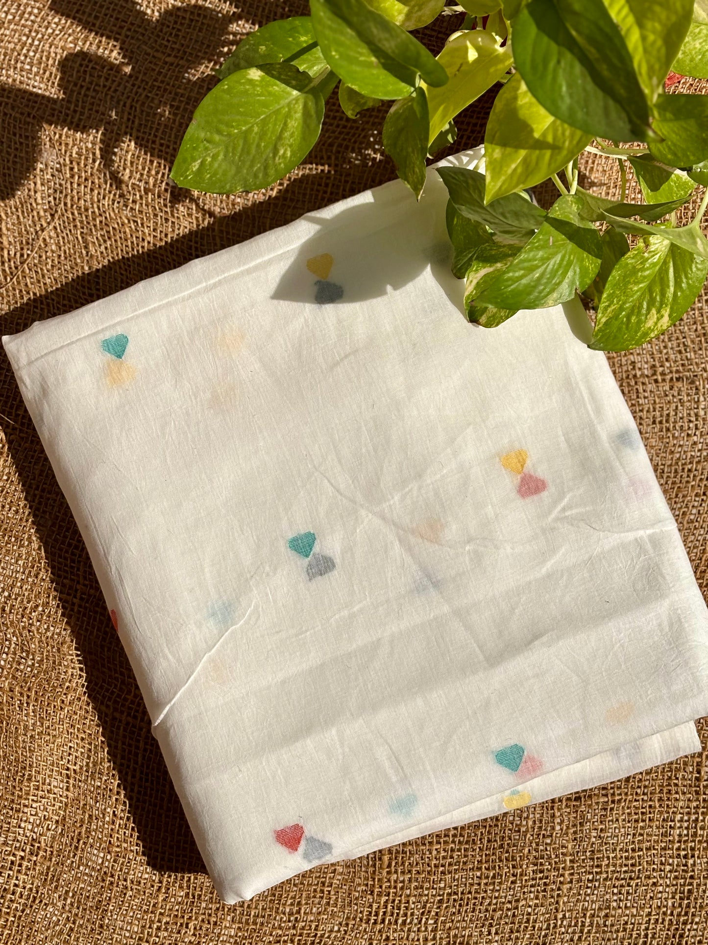Heart motifs off white jamdani fabric