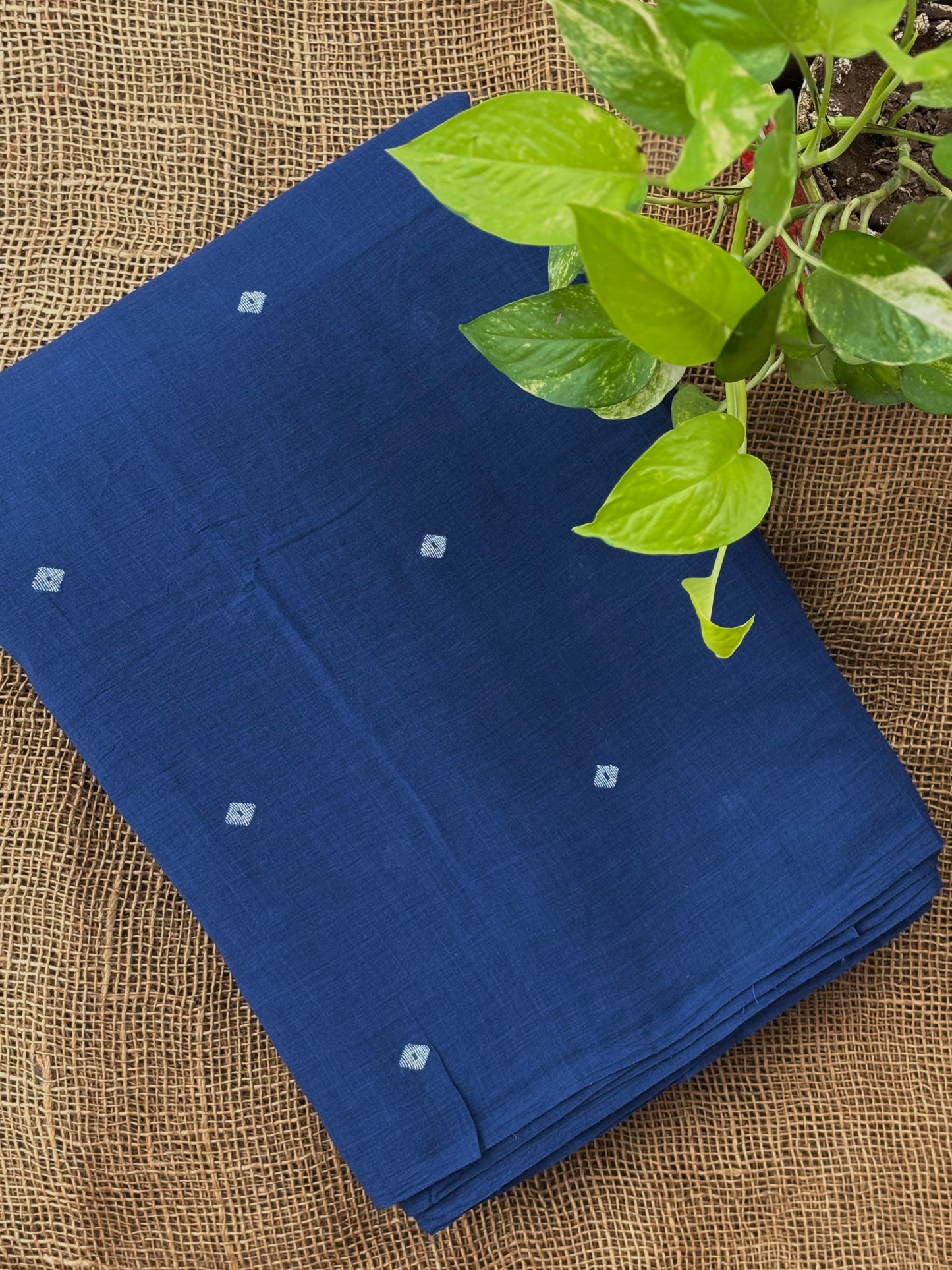 Navy blue jamdani fabric