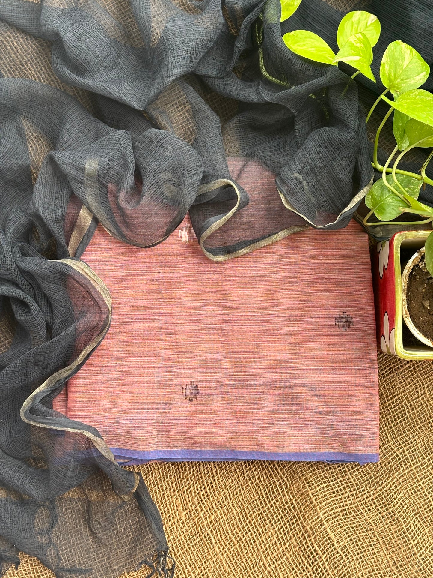 Rose pink jamdani set