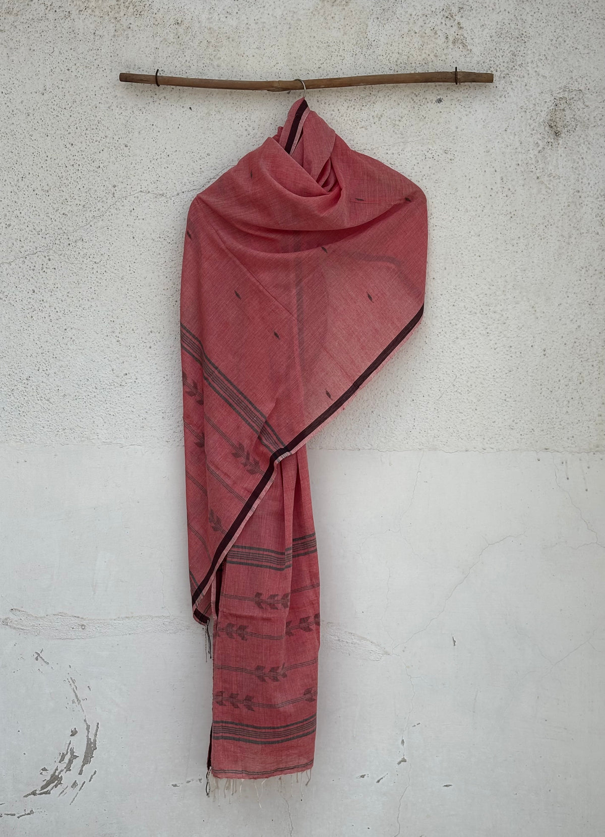 Peach mul mul jamdani dupatta