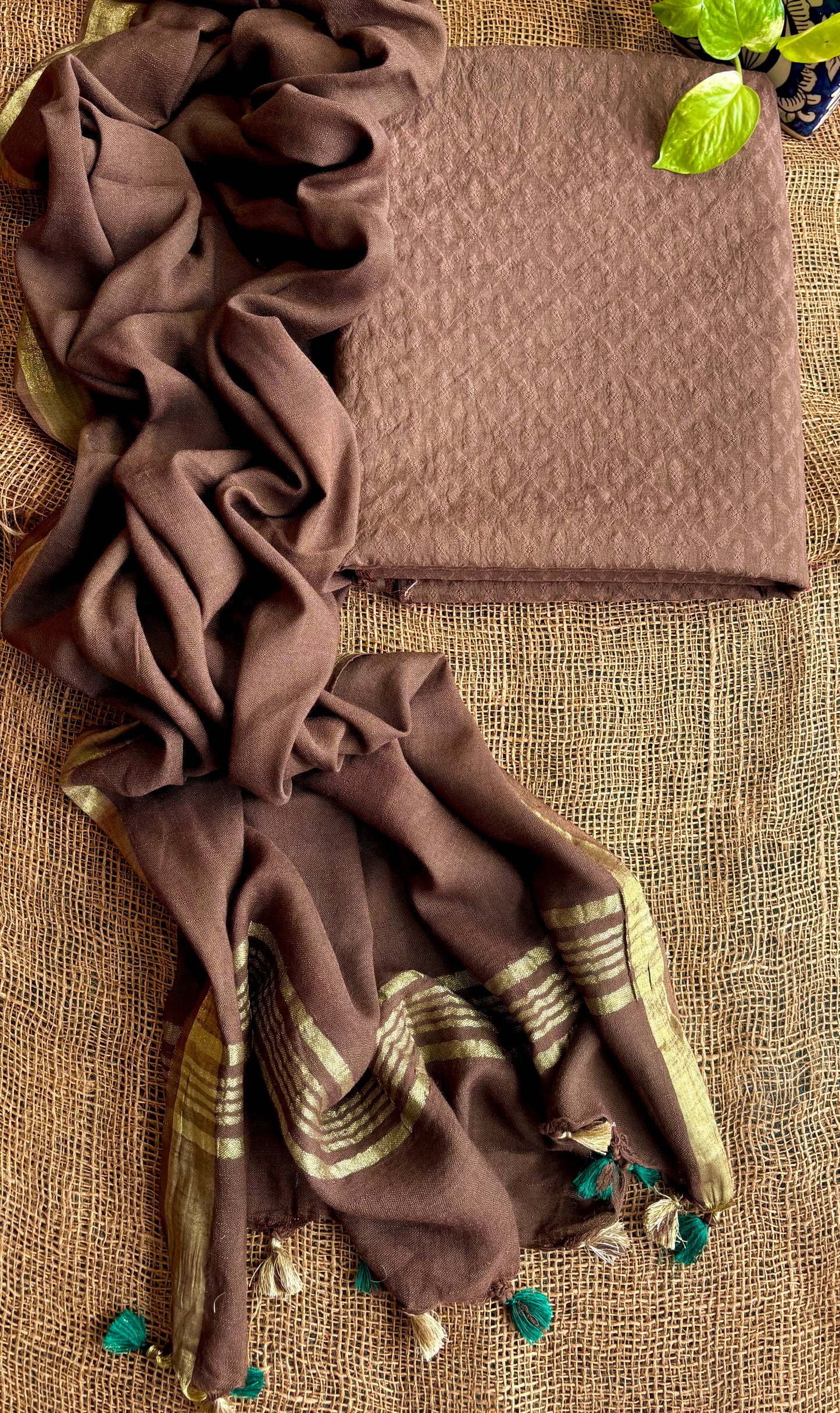 Coffee Banarasi jacquard set