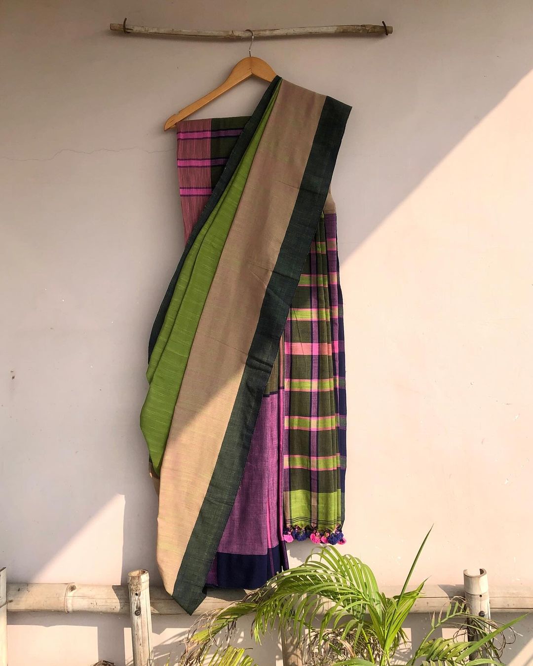 Bengal Looms Multicoloured Khadi Saree