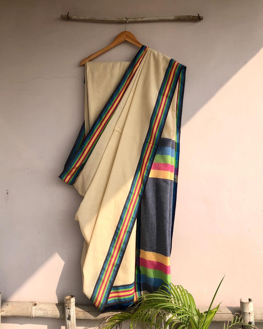 Blue Palu Khadi Saree
