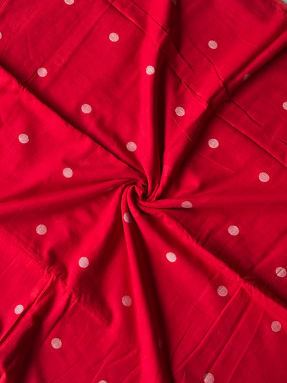 Red polka jamdani fabric