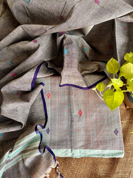 Ash green jamdani set