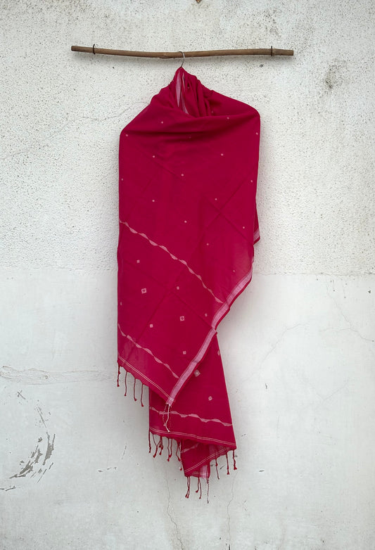 Fuchsia mul mul jamdani dupatta