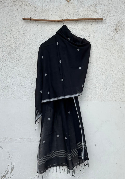 Black mul mul jamdani dupatta