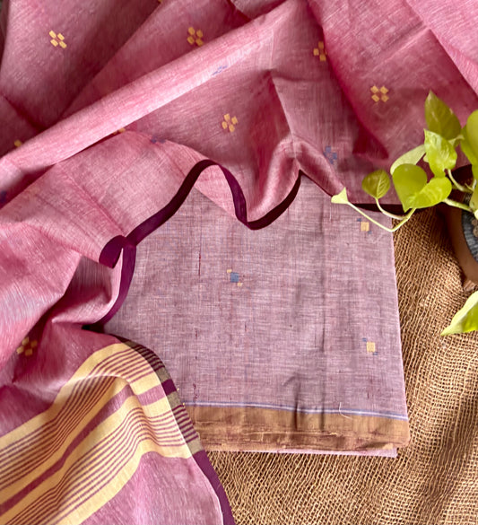 Earthy pink khadi jamdani set