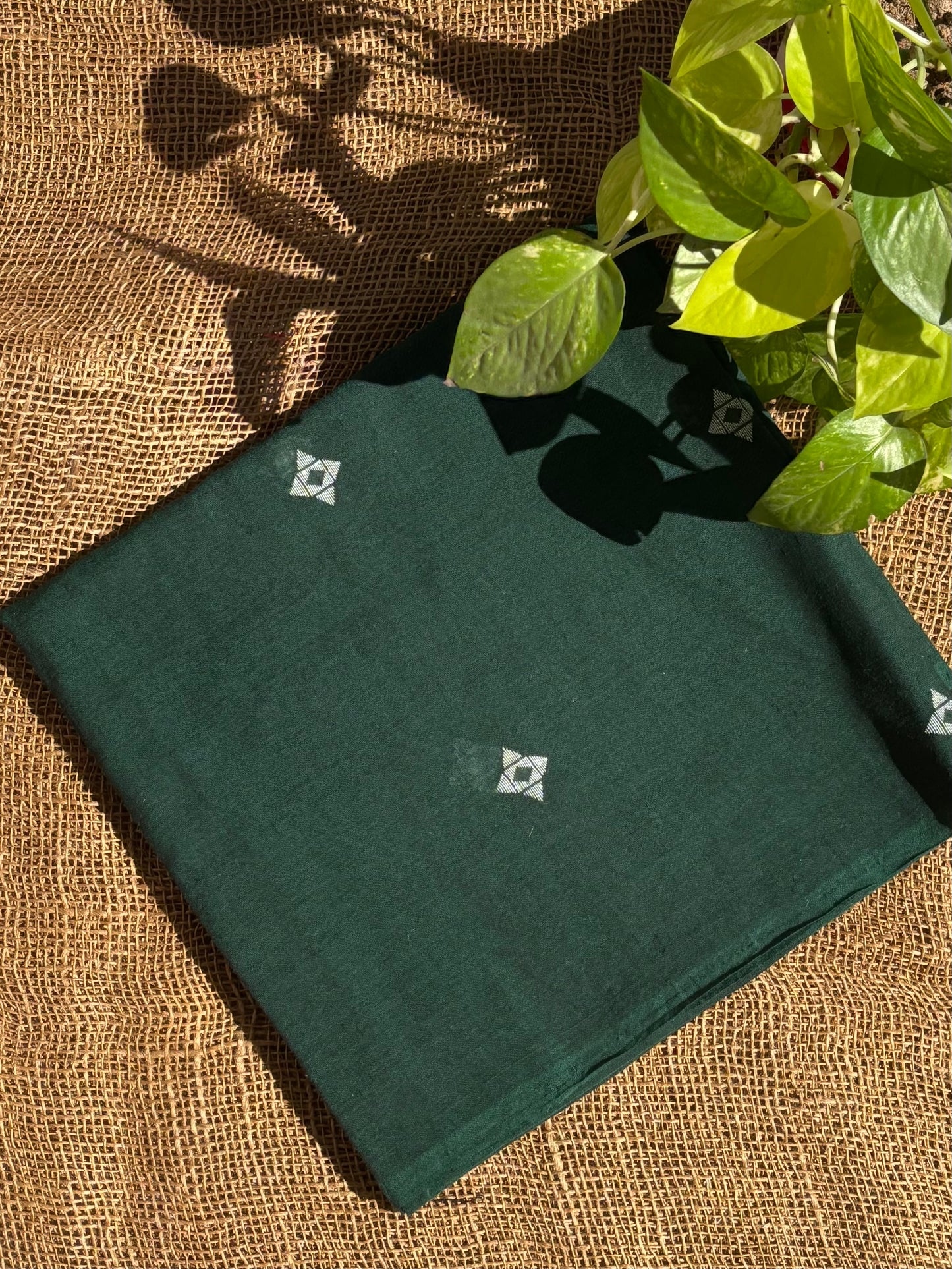 Forest green jamdani fabric