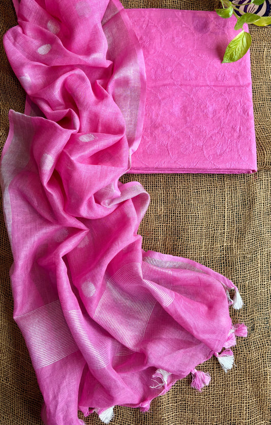Pink Banarasi jacquard set