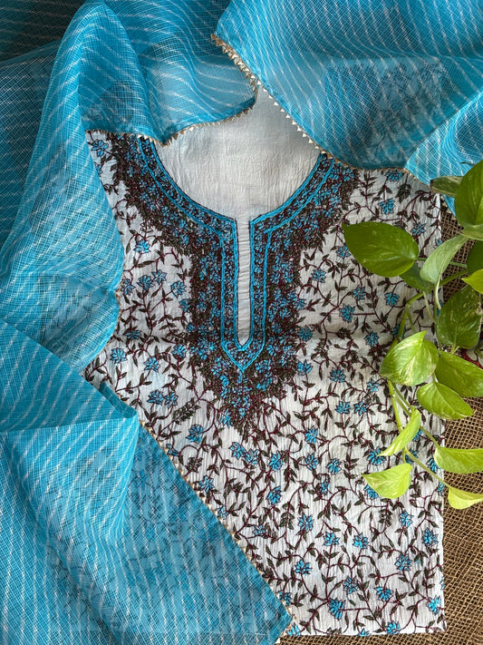 Mul embroidered kurta-dupptta set