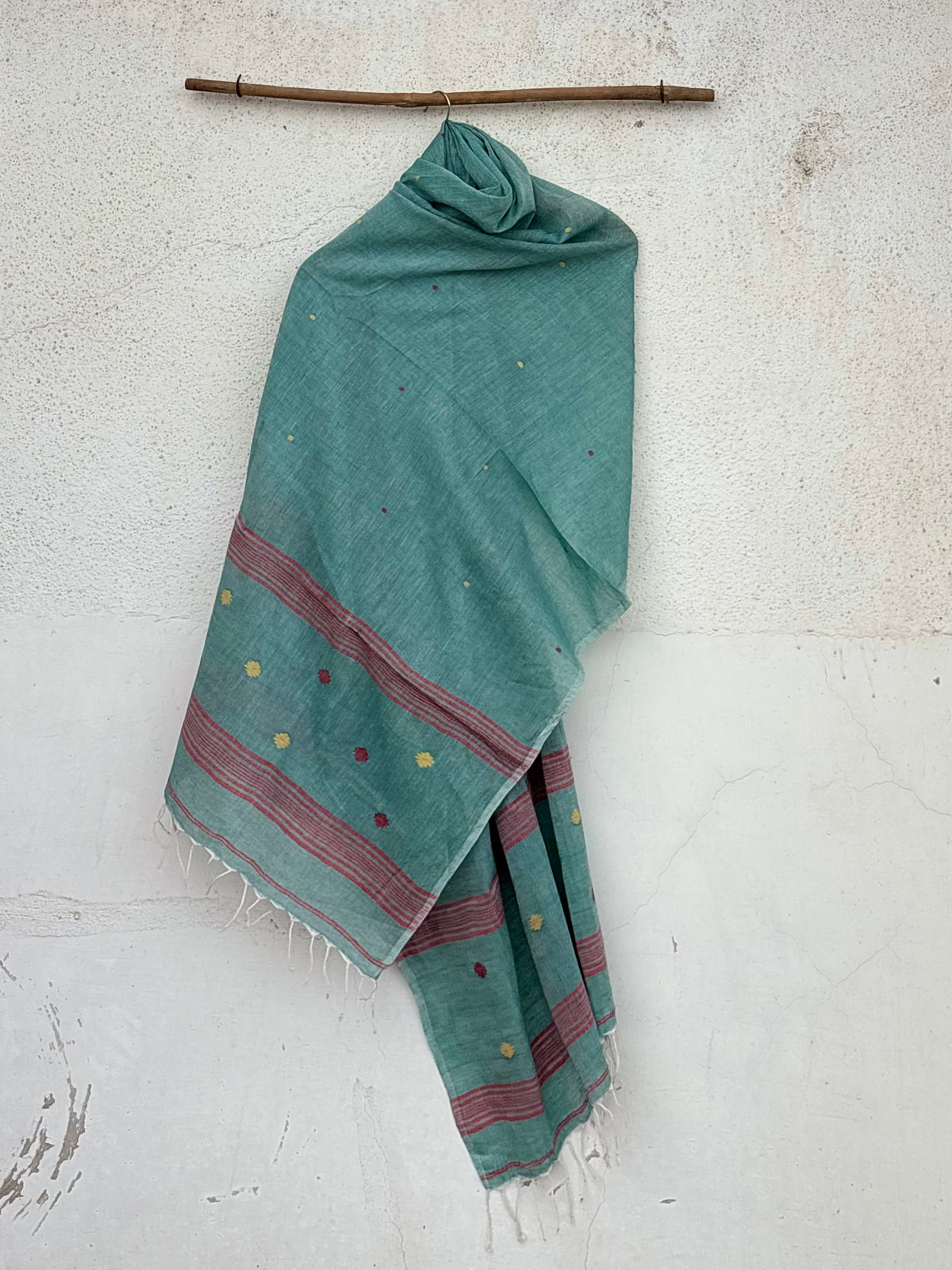 Sea green mul mul jamdani dupatta