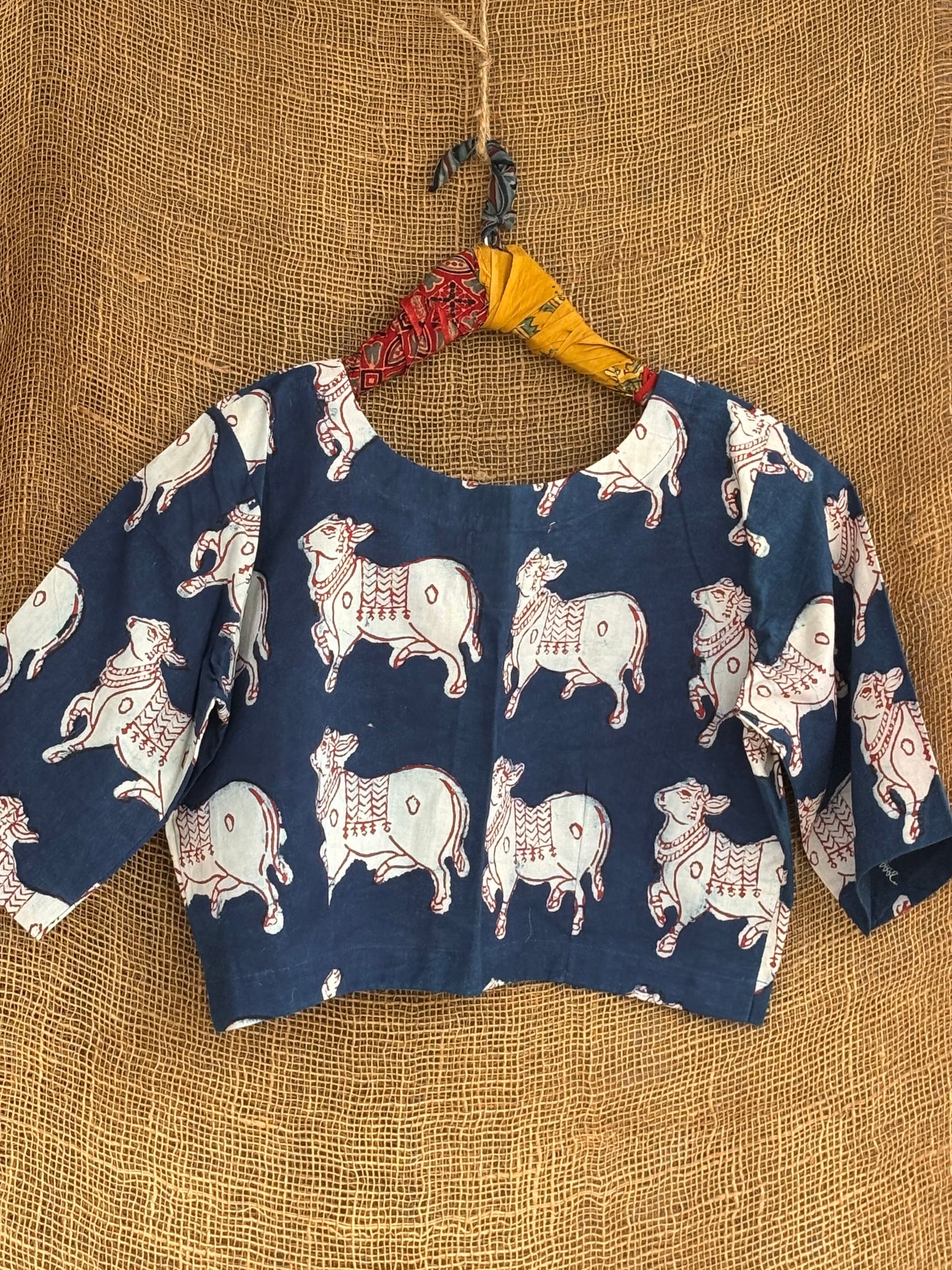 Pichwai print indigo blouse