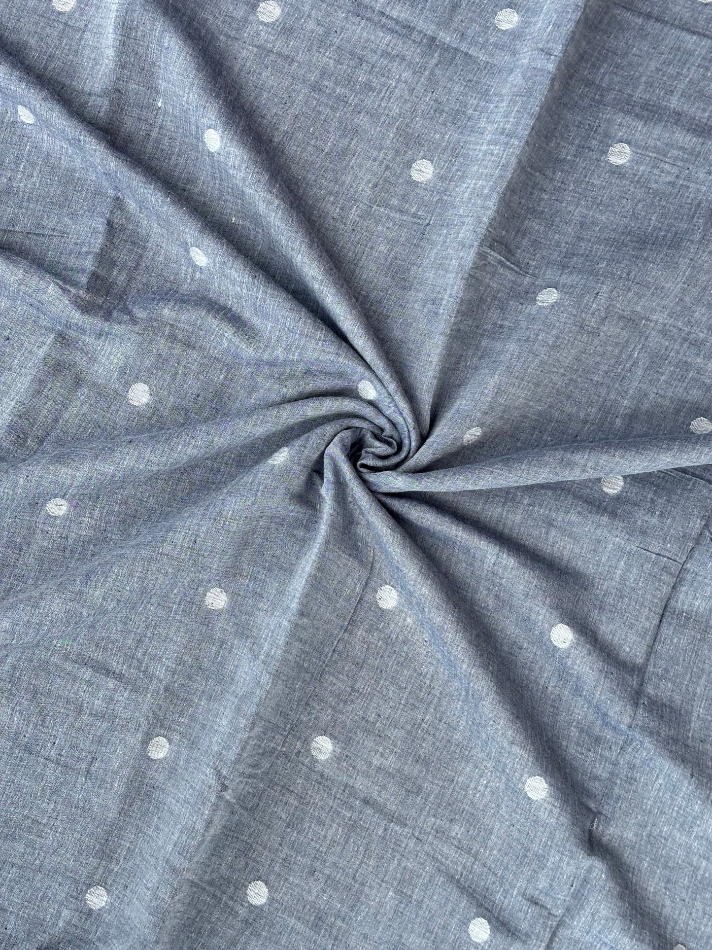 Grey polka jamdani fabric