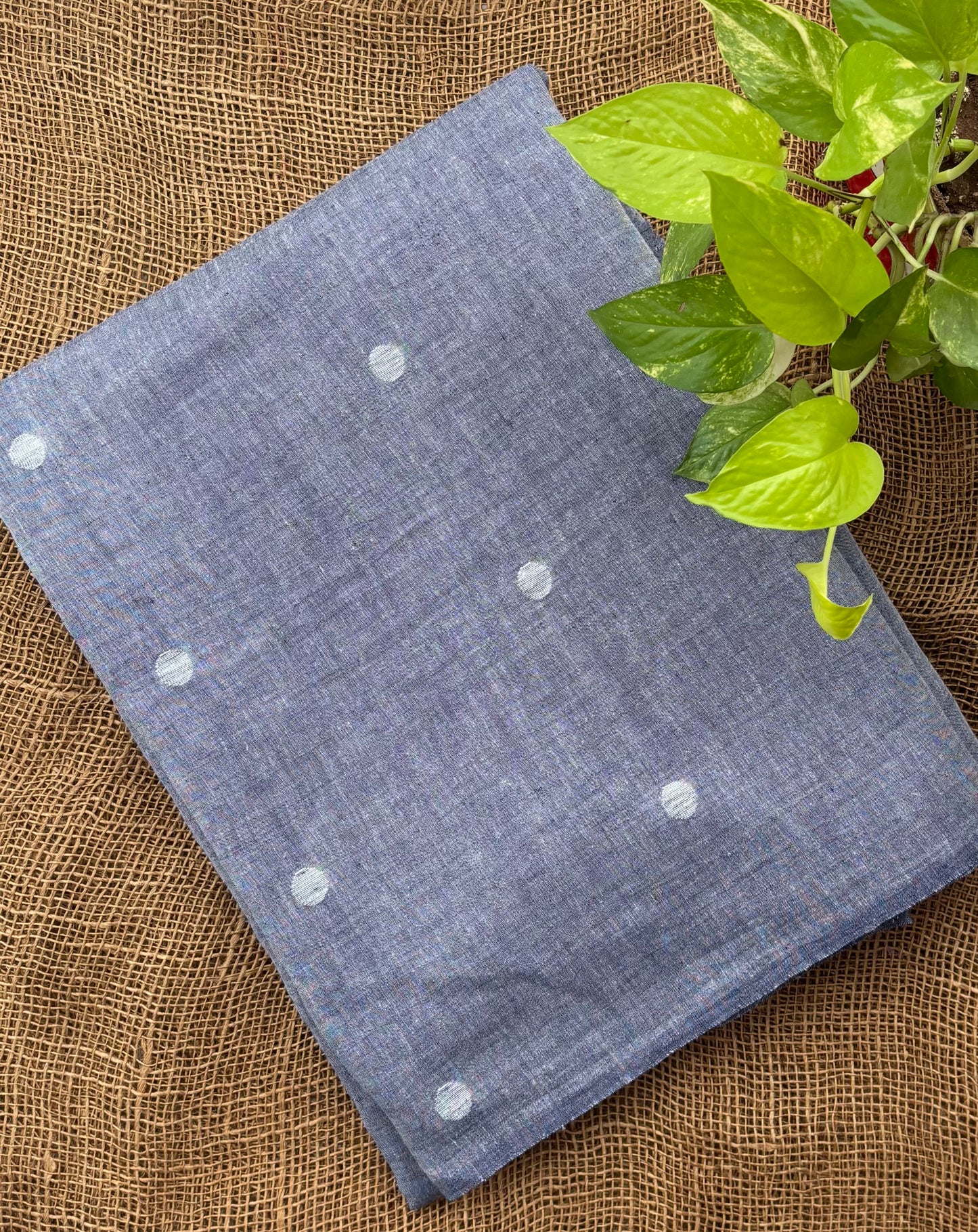 Grey polka jamdani fabric