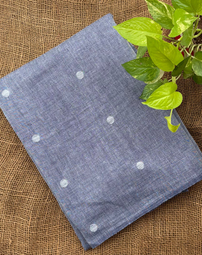 Grey polka jamdani fabric