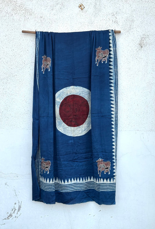 Indigo modal silk kaftan/kurta fabric