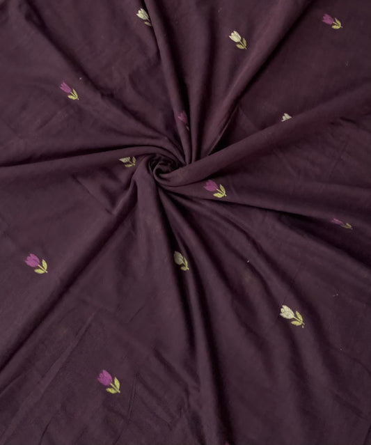 Deep brown onion pink jamdani fabric