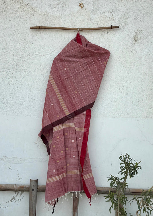 Dusty peach Khadi jamdani dupatta