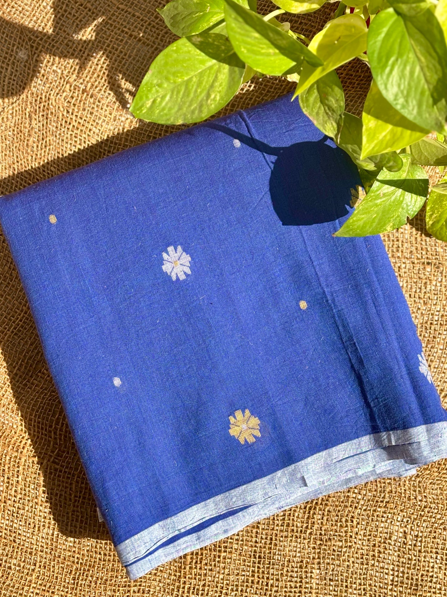 Inky blue jamdani fabric