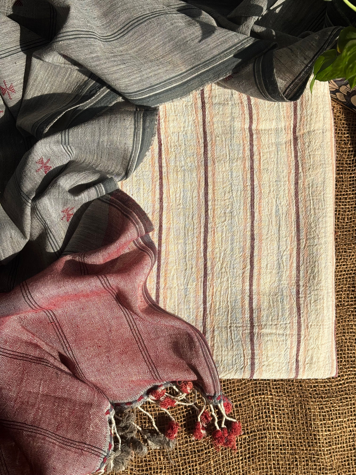 Ivory striped kala cotton set
