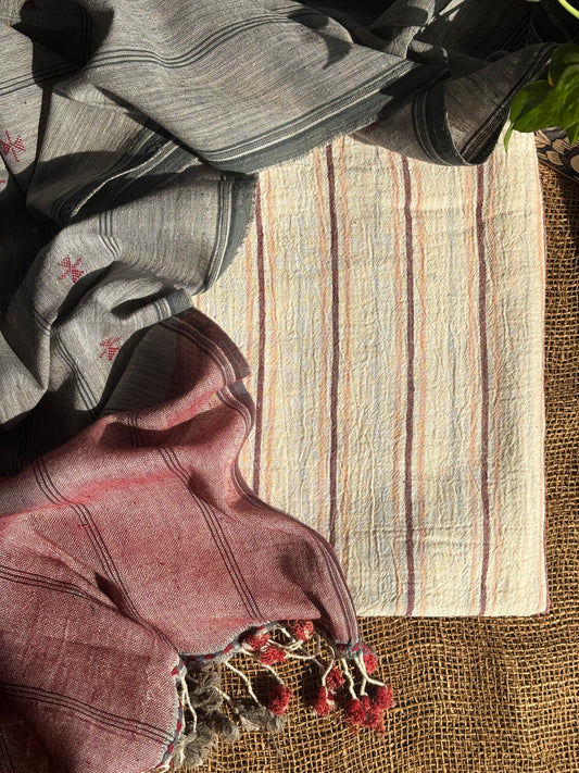 Ivory striped kala cotton set