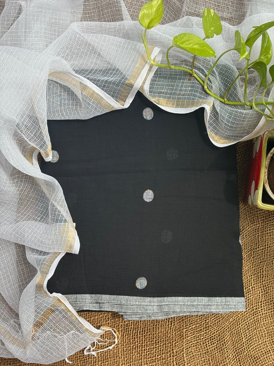 Black & off white jamdani set