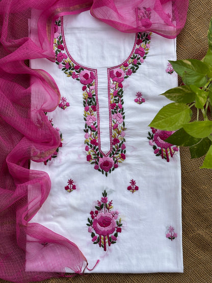 White-pink top dupptta set