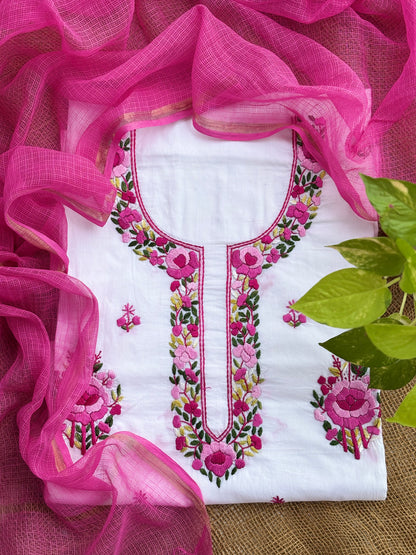 White-pink top dupptta set