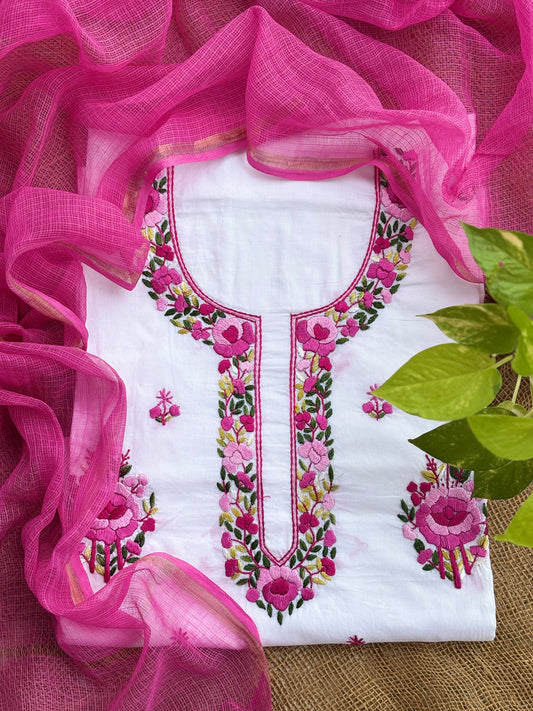 White-pink top dupptta set