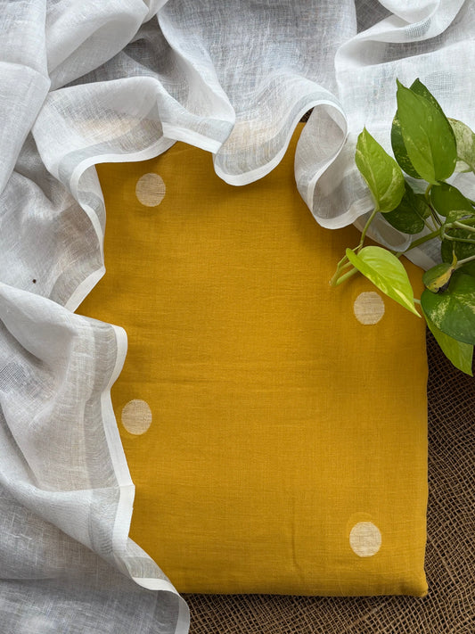 Pale yellow-ivory jamdani set