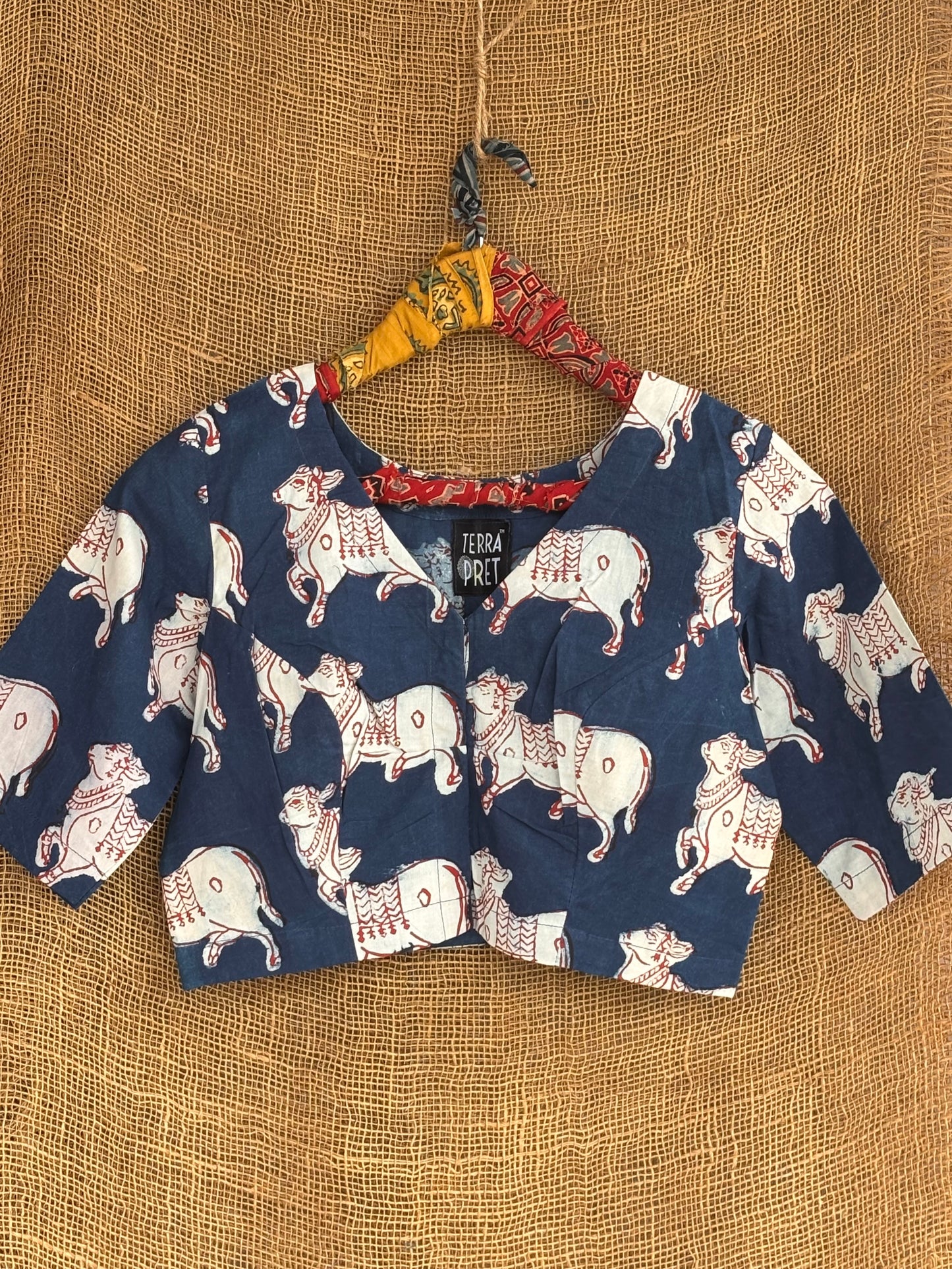 Pichwai print indigo blouse