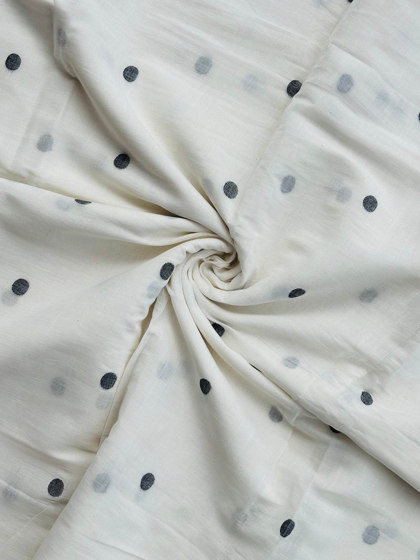 White polka jamdani fabric