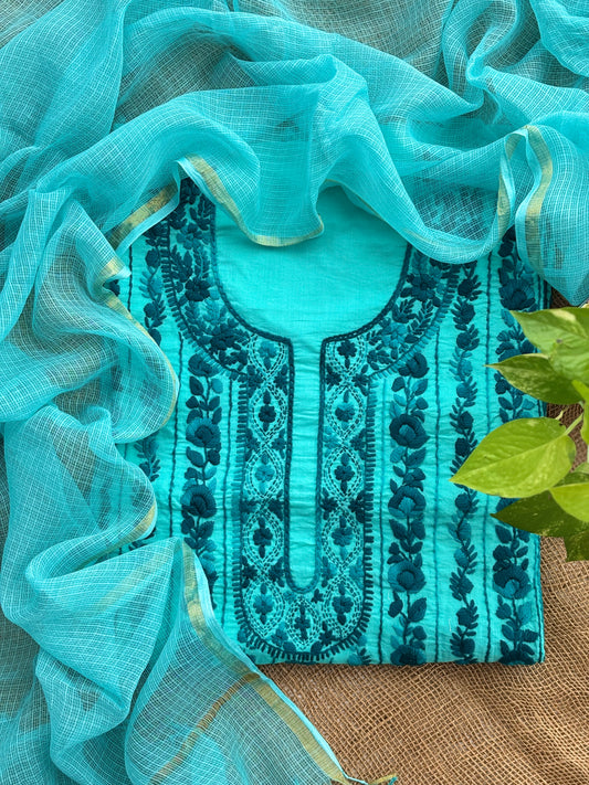 Turquoise top-dupptta set
