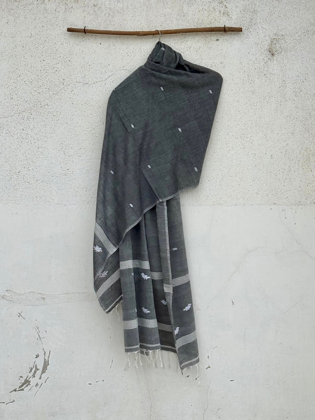 Grey mul mul Jamdani dupptta