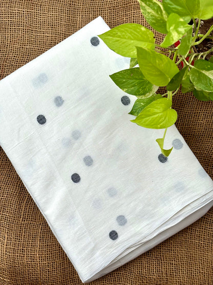 White polka jamdani fabric