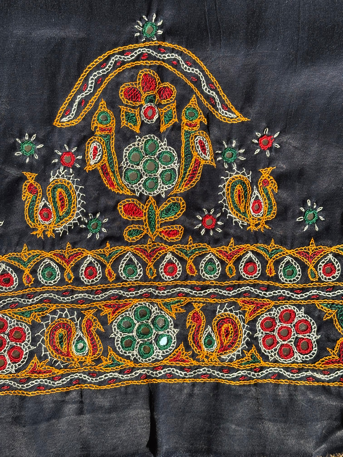 Black hand embroidered Kutchi blouse piece