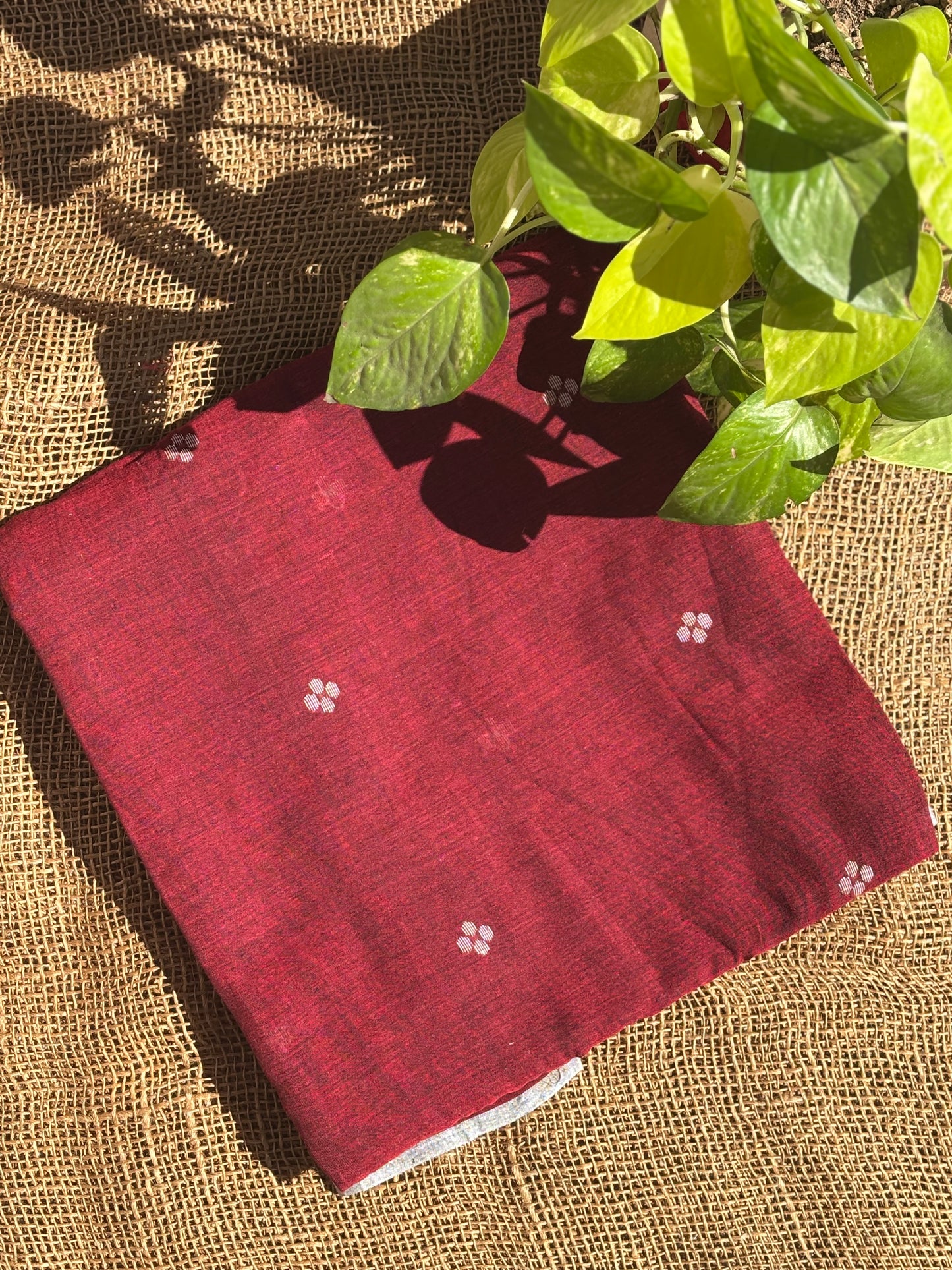 Deep maroon jamdani fabric