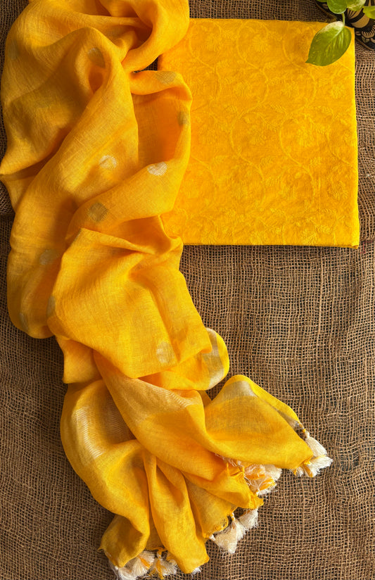 Yellow Banarasi jacquard set