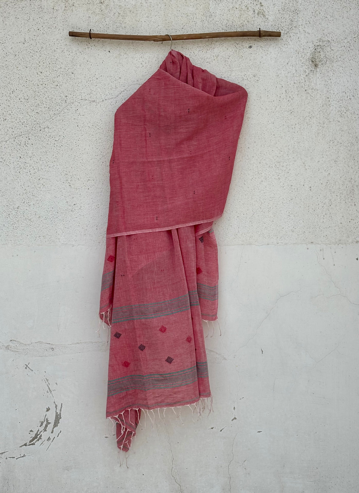 Peach mul mul jamdani dupatta