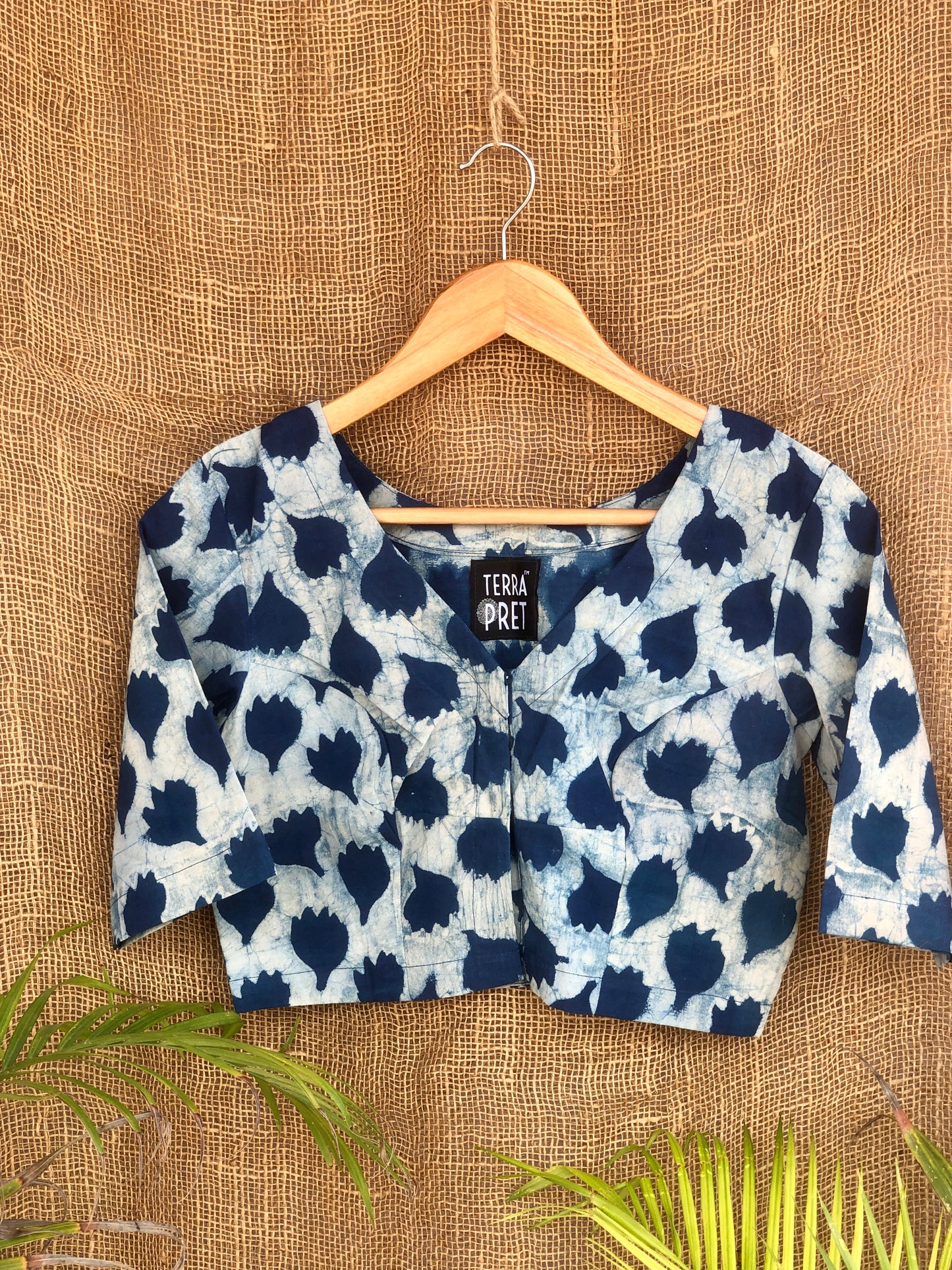 Handcrafted Indigo Floral Blouse