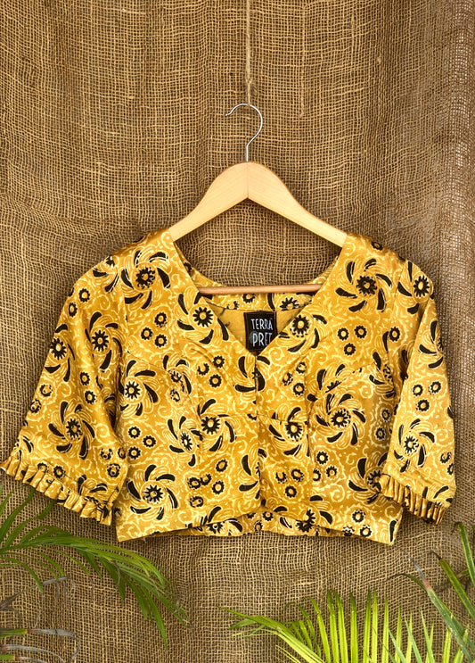 Mustard Yellow Mashru Silk Blouse