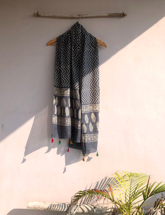 Steel Grey Zigzag Stole